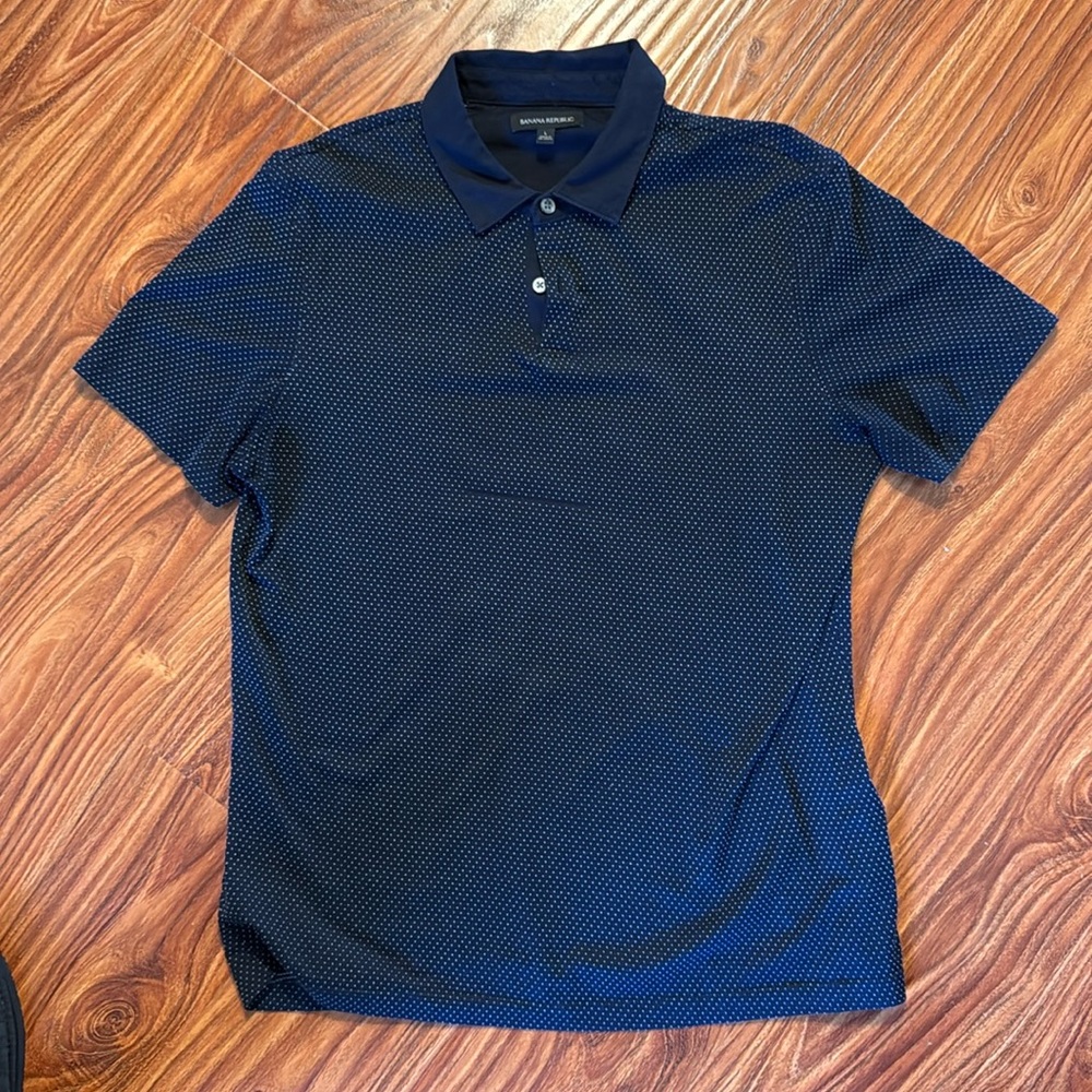 Banana Republic Dot Pattern Navy Polo